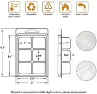 Moules pour fondre de la cire à cire, 6 cavités, plateau en plastique transparent réutilisable, pour la fabrication de bougies et de savon, 50 pièces