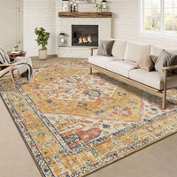 Tapis lavable à motif floral vieilli, antidérapant, à poils ras, doux, pour chambre, salon, salle à manger, entrée