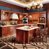 Armoire de cuisine en bois d'acajou antique, peinte à la main, style traditionnel, pour manoir