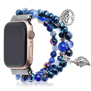 애플 시계 특별 디자인 손목 밴드 시멘트 팔찌 시계 숙녀 매력 스테인레스 스틸 구슬 팔찌