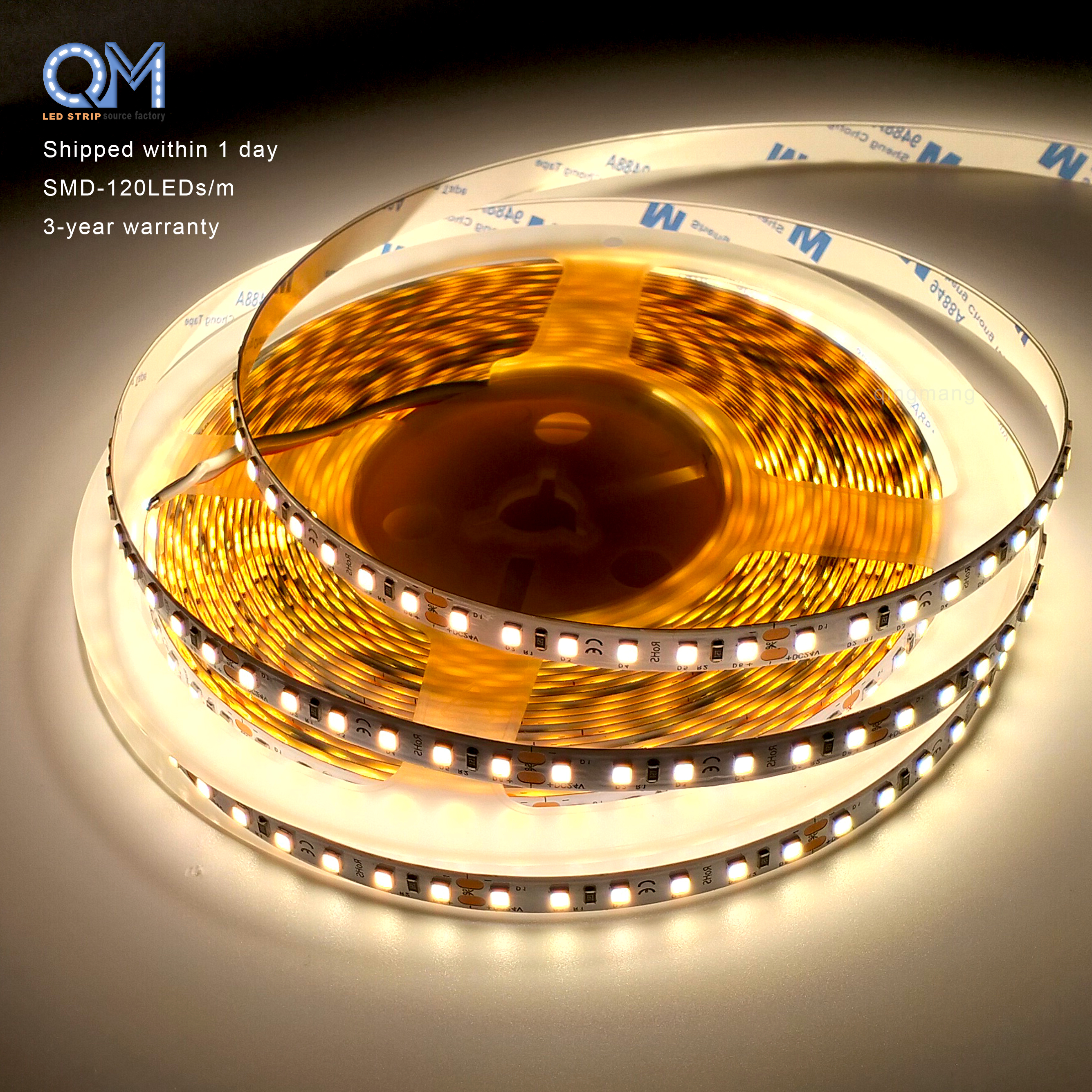 QM Fast Shipping 3000k/4000k/6000k Led Strip Light 10M/Roll 8MM Pcb Light Strip 120/180/240leds 12V/24v Smd 2835 Led Strip Light