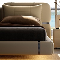 Cadre de lit flottant moderne avec éclairage LED, lit en cuir capitonné minimaliste italien, taille king size, pour mobilier de chambre à coucher de luxe