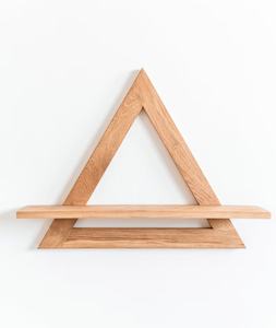 소박한 삼각형 기하학적 플로팅 선반 수제 오크 단단한 나무 벽 장식 홈 장식 디스플레이 선반 삼각형 선반 - Product Image 3