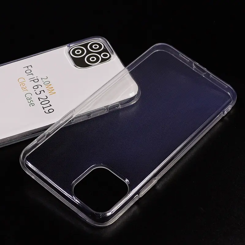 Coque de protection transparente souple en TPU, 2mm d'épaisseur, pour iPhone 11 pro max 7 8 plus X XS