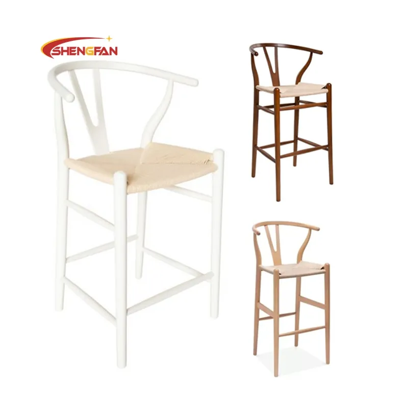 Bán buôn hiện đại thanh gỗ ghế tro sồi Dinning Cafe Bar ghế cao chân tùy chỉnh màu sắc cổ điển xương đòn thanh ghế