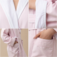 Peignoir de couple avec col châle, double face rose, confortable et chaud pour les vacances et la maison, style enveloppant unisexe, vêtements de détente