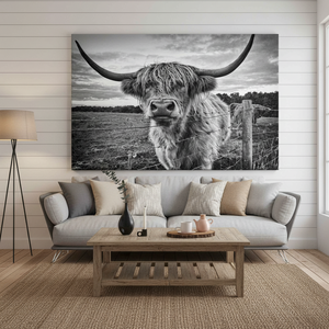 Highland Cow Canvas Wall Art: Longhorn Cattle, Farmhouse Decor,<b>WRAPPED</b> CANVAS - Product Image 3