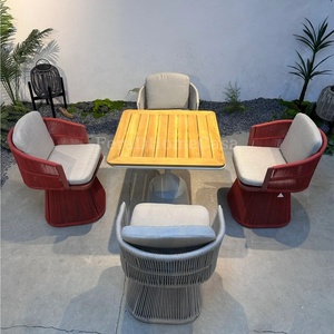 FERA Outdoor Luxury <strong>Garden</strong> <strong>String</strong> Rope Wicker Weaving <strong>Chairs</strong> Waterproof Balcony New <strong>Garden</strong> Teak Wood Table Rotating Dining <strong>Chair</strong> - Product Image 1