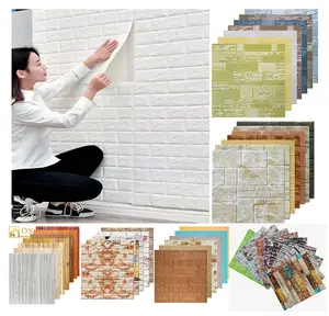 bọt gạch dính hình nền wallpaper Suppliers-Thiết Kế Mới Cách Âm Wallpapers Dính 3D Foam Tường Trang Trí Gạch Sticker