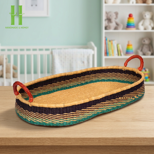 Cesta de Moisés de algas marinas hecha a mano de alta calidad para almacenamiento de tela infantil de mimbre Natural para armario, baño o sala de estar - Product Image 1