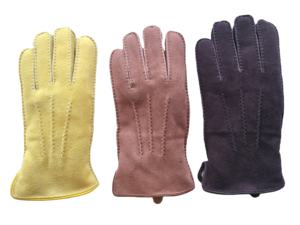 <span class=keywords><strong>Gants</strong></span> en cuir de cerf doublés de fourrure pour femmes et hommes, noir et marron, échantillon de soutien - Product Image 5