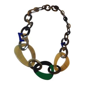 Collar Ecológico de Cuerno de Búfalo, Diseño Personalizable con Diamantes, Perlas y Cadena de Cuerda para Mujer - Product Image 2