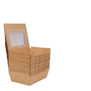 Custom Cheap Wholesale Price Take Out Box Paper Fast Food Containers Kraft Paper Packaging Lunch Box For Picnic Food Packaging