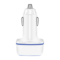 Pengisi daya ponsel tiga Port, pengisi daya ponsel daya tinggi 65W dengan 2 CIP cerdas & LED, adaptor tiga Port PD QC 3 Port