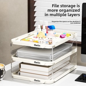 Kotak Organizer File A4 Transparan Rak Penyimpanan Desktop Rak Dokumen Tempat Kertas Dapat Ditumpuk untuk Kantor Sekolah Grosir - Product Image 4