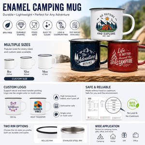 Taza de Esmalte Personalizada con Logotipo al por Mayor, Artículo de Marca Corporativa Personalizado, Taza de Café de Metal Duradera para Eventos Empresariales y Regalos - Product Image 2