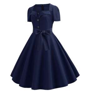 Produttore all'ingrosso di <span class=keywords><strong>abbigliamento</strong></span> personalizzato <span class=keywords><strong>donna</strong></span> moda nuovo stile una linea a pois classici Vintage retrò abiti - Product Image 6