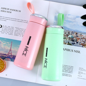Customize Macaron Nice Advertising Gift Glass Liner Creative Water Thermos Simple Department Store Student Bottle with Handle