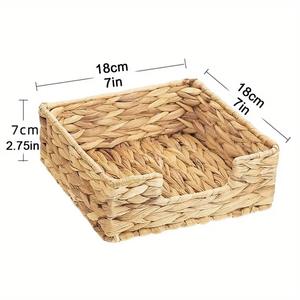 Boîte à mouchoirs carrée en bambou pour le salon et la chambre à coucher, cadre tissé en jacinthe d'eau, artisanat créatif - Product Image 4