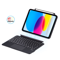 Clavier magique sans fil BT en cuir, modèle Ruidian RD02c, couleur noire, pour iPad 10,9 pouces, compatible FCC CE RECH, nouveauté 2025