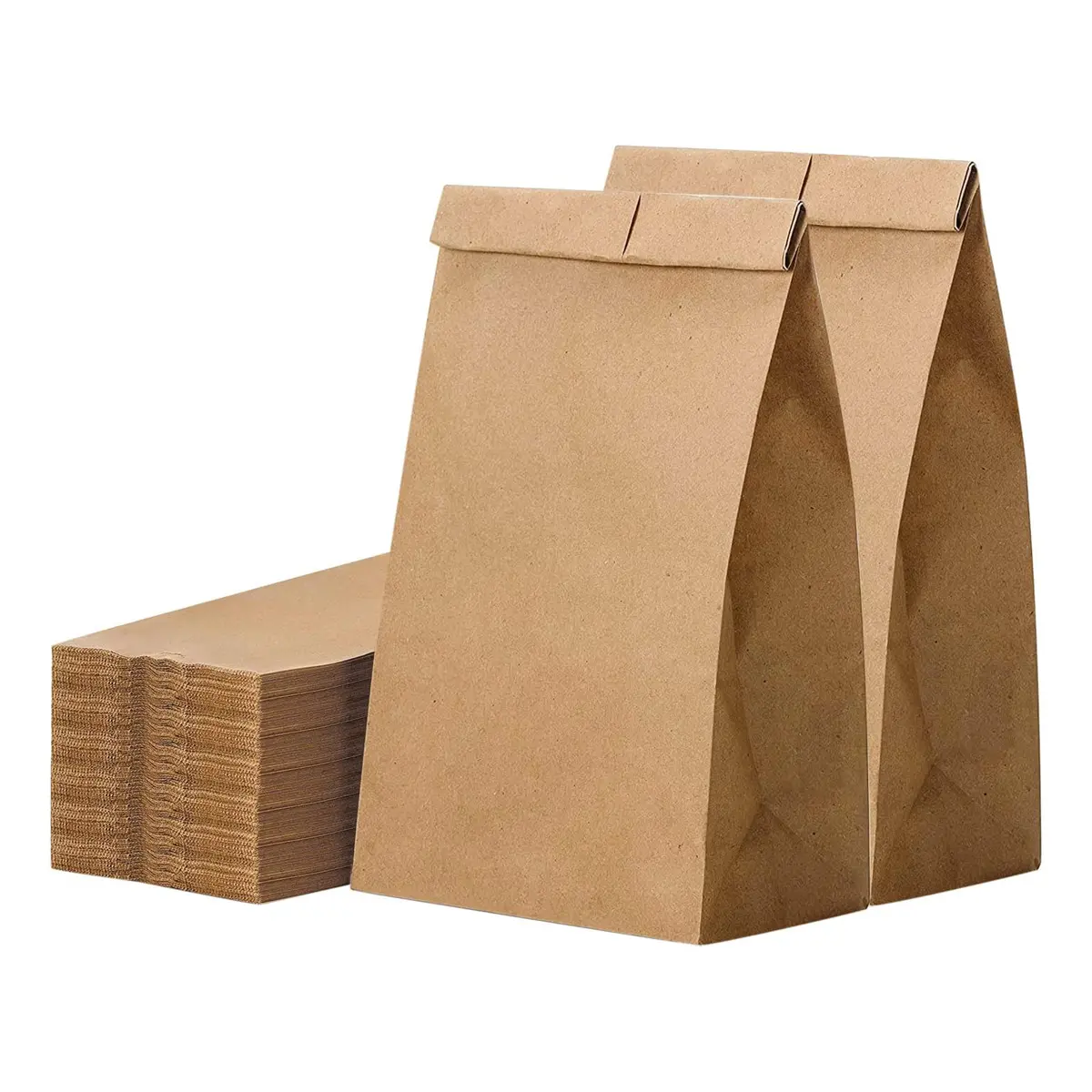 حقيبة طعام قابلة للتحلل الحيوي مصنوعة في الصين مقاومة للدهون حقائب من الورق المقوى بألوان بني وأبيض بشعار مطبوع مخصص