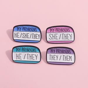 ทรานส์ภูมิใจธงเคลือบหมุดที่กำหนดเองสรรพนามของฉันเขาเธอพวกเขาเข็มกลัดปกเสื้อป้ายเครื่องประดับเกย์ของขวัญสำหรับเพื่อน - Product Image 1