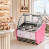 Vitrine réfrigérée pour glaces italiennes avec système de refroidissement par ventilateur, vitrine à gelato 10/12/14 bacs