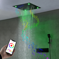 Ensemble de douche de luxe 2026 noir mat carré avec accessoires et fonction pluie musicale