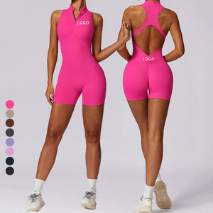 pink Jumpsuit Women <strong>Zip</strong> <strong>up</strong> Short Scrunch Butt Women's Jumpsuits <strong>Playsuits</strong> 2024 Sports Bodysuits - Product Image 1