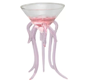 <span class=keywords><strong>Verre</strong></span> à cocktail sur pied en <span class=keywords><strong>verre</strong></span> borosilicate de haute qualité en forme de pieuvre ou de méduse rose personnalisé en gros - Product Image 1