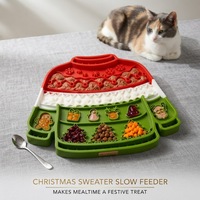 Tapis de léchage pour animaux de compagnie en silicone de qualité alimentaire, motif pull de Noël, antidérapant, pour une alimentation régulière, stimulation apaisante, utilisation multi-animaux