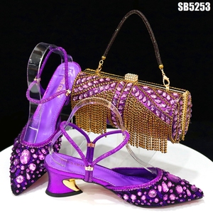 أحذية جديدة عالية الجودة بكعب عالٍ في أفريقيا وحقائب مطابقة أحذية إيطالية مع محفظة لحفلات الزفاف/الحفلات أحذية نسائية - Product Image 6