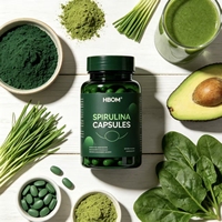Capsules de spiruline OEM en marque privée, complément d'algues bleu-vertes riches en protéines, chlorophylle, antioxydants, capsules végétaliennes
