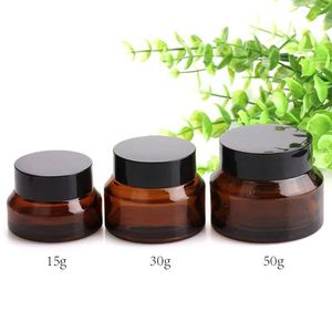 Tarros de Crema de Vidrio Esmerilado Ámbar Verde de 15g, 30g, 50g con Tapas Negras/de Madera, Envases Cosméticos Vacíos para Crema Facial, Loción, Cuidado de la Piel - Product Image 6