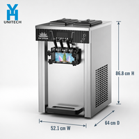 Machine à crème glacée commerciale ZB-BQL168, trois saveurs, machine à crème glacée molle avec panneau de commande numérique, 15 à 18 portions par heure