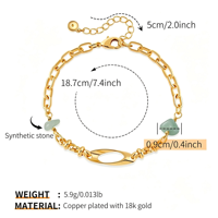 Bracelet à breloques tendance en alliage de cuivre plaqué or 18 carats, orné de zircone cubique et de pierres synthétiques, réglable et empilable, cadeau pour femme