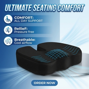 Coussin orthopédique en <span class=keywords><strong>mousse</strong></span> à mémoire de forme Grin Health en forme de U pour soulager les douleurs au coccyx, à la sciatique, aux hanches et au bas du dos, pour siège de voiture, bureau et maison - Product Image 4