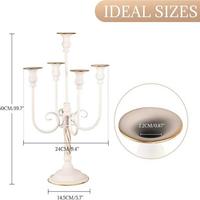 Candelabro de Hierro Forjado de Cinco Brazos, Estilo Europeo, Lujoso y Elegante, para Decoración Romántica de Hogar, Hotel o Boda