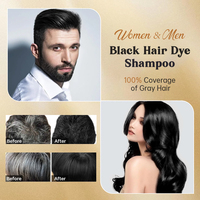 Shampoo colorant capillaire au ginseng Mezxu 3 en 1, couverture rapide des cheveux gris en 5 minutes, sans ammoniaque, permanent, pour hommes et femmes