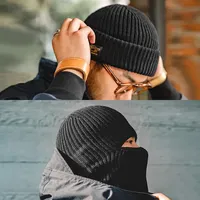 Gorro de lana Maden para hombre, gorros de invierno para mujer, bufanda, máscara, gorras, gorro grueso y cálido hecho a mano, gorros tipo hiyab.