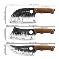 Ensemble de couteaux à découper la viande 3 pièces pour la cuisine familiale, design durable, couteau de chef serbe, construction à lame pleine, ensemble de couteaux Viking