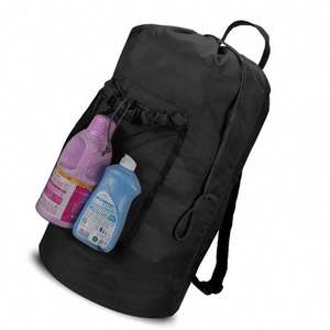Custom logo High Quality Heavy Duty Durable <b>Travel</b> Storage <b>Bag</b> Drawstring 600d Oxford Clothes Mesh <b>Laundry</b> Wash Backpack <b>Bag</b> - Product Image 1