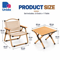 Ensemble table et chaises de camping pour 2 personnes, chaise pliante Kermit avec table à plateau roulant pour le camping en plein air, les pique-niques et le jardin
