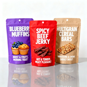 Custom Printed PE Plastic Stand up Pouch for Biscuits for Packaging Sugar Potato Chips Cakes with Custom Logo Great for Shipping