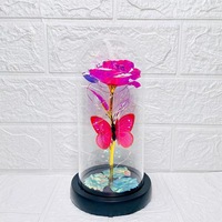 Vente chaude LED Lumière Verre Dôme Galaxy Rose Fleur avec Papillon pour Thanksgiving Noël Saint Valentin Fête des Mères