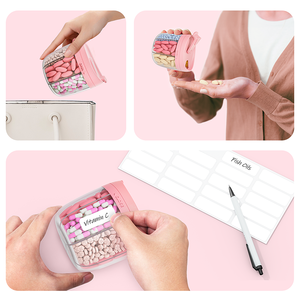 Distributeur de pilules de voyage portable en plastique rouge et rose, anti-mélange, à large ouverture, résistant aux enfants, 7 jours, 7 grands compartiments - Product Image 5