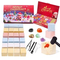 Calendario de Adviento Navideño de 24 Días al por Mayor, Caja Misteriosa con Especímenes de Cristales Minerales Naturales, Juguete Educativo STEM, Regalo para Niños