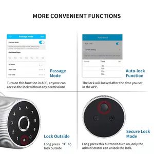 Apartment Office Biometric Fingerprint TTlock Zinc Alloy Wood <strong>Door</strong> Round <strong>Knob</strong> <strong>Digital</strong> Smart Cloud <strong>Door</strong> Lock - Product Image 4