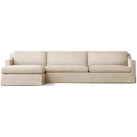 Set Sofa Seksional Bentuk L Desain Mewah Terinspirasi Eropa untuk Villa, Lengan Miring Klasik, Kain yang Dapat Dikustomisasi, Sofa Minimalis