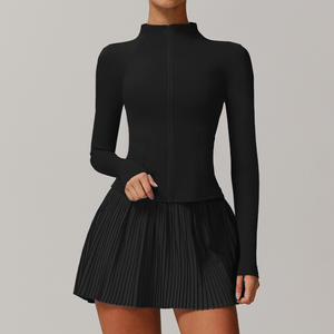 Chaqueta de Yoga de Invierno para <span class=keywords><strong>Mujer</strong></span> con Cuello Alto y Cierre de <span class=keywords><strong>Cremallera</strong></span>, Abrigo Aislante Térmico de Spandex/Nailon a Prueba de Viento de Ajuste Regular para Correr al Aire Libre y Gimnasio - Product Image 3